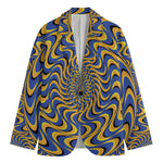 Blue And Yellow Motion Illusion Print Men's Blazer