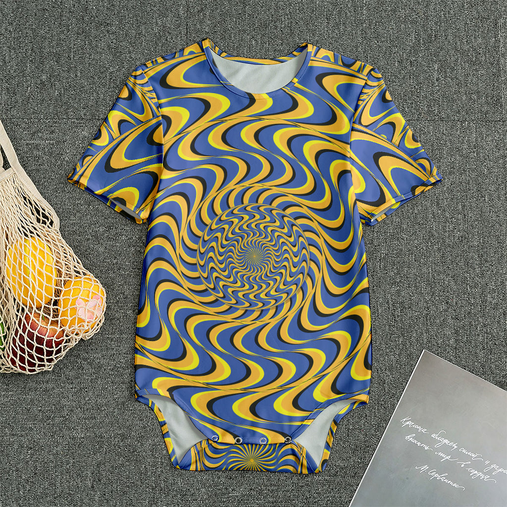 Blue And Yellow Motion Illusion Print Men's Bodysuit
