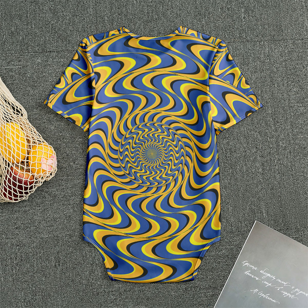 Blue And Yellow Motion Illusion Print Men's Bodysuit