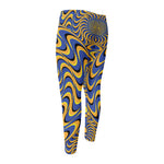 Blue And Yellow Motion Illusion Print Men's Compression Pants