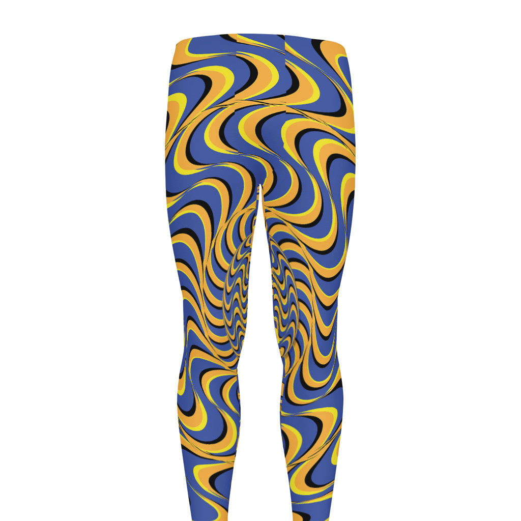 Blue And Yellow Motion Illusion Print Men's leggings
