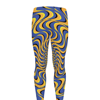 Blue And Yellow Motion Illusion Print Men's leggings