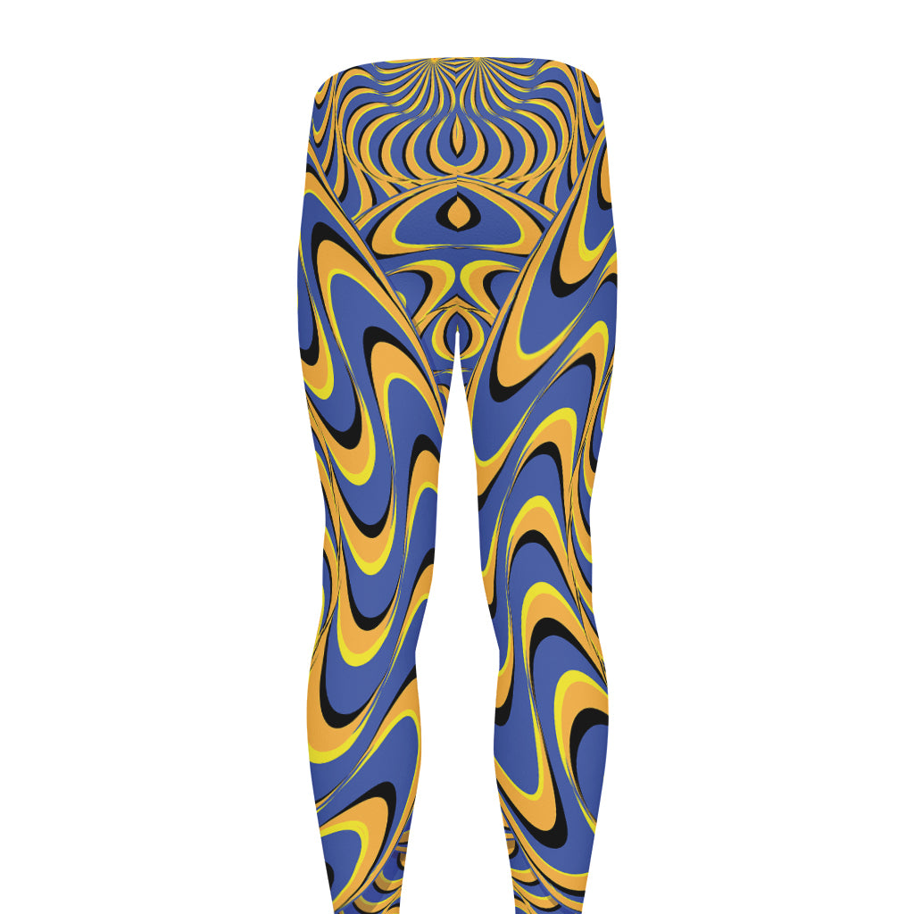 Blue And Yellow Motion Illusion Print Men's leggings