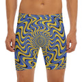 Blue And Yellow Motion Illusion Print Men's Long Boxer Briefs