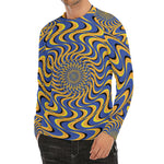 Blue And Yellow Motion Illusion Print Men's Long Sleeve Rash Guard