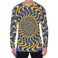 Blue And Yellow Motion Illusion Print Men's Long Sleeve T-Shirt