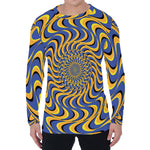 Blue And Yellow Motion Illusion Print Men's Long Sleeve T-Shirt