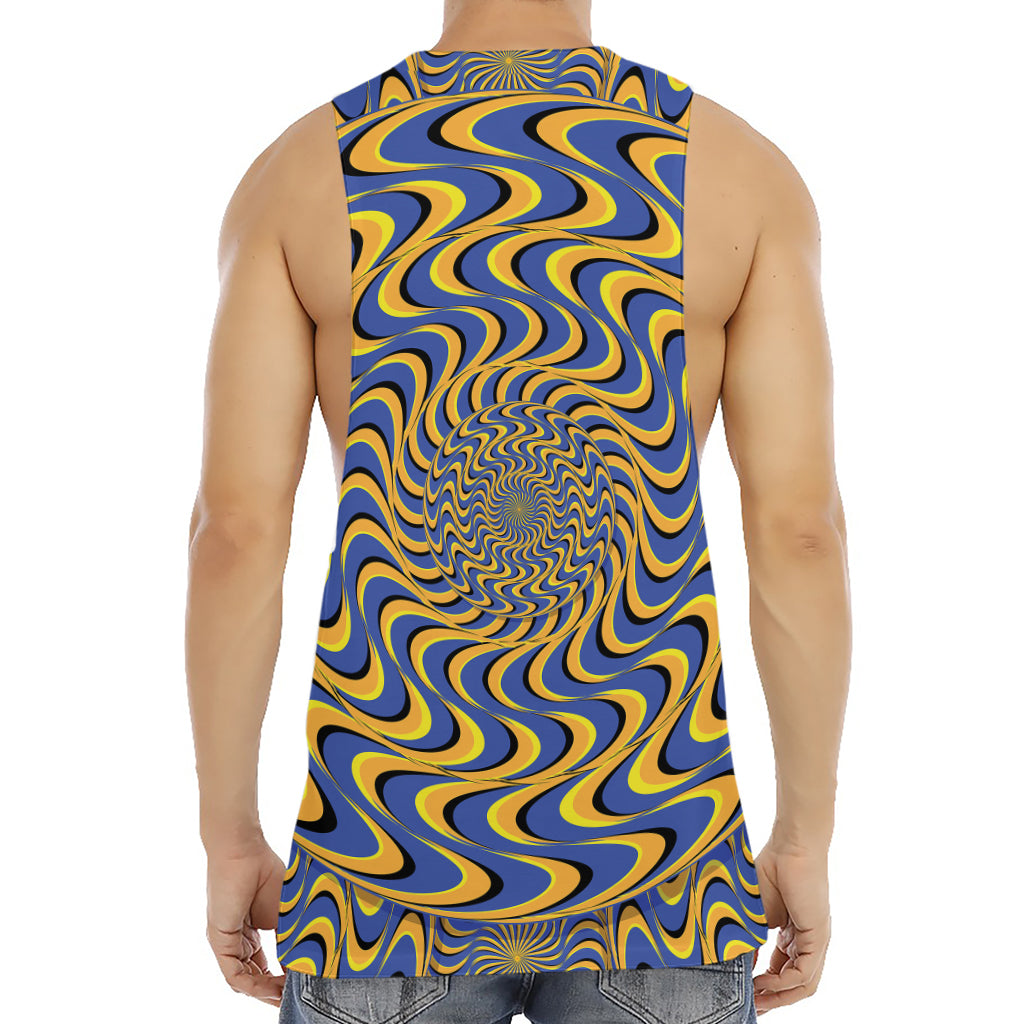Blue And Yellow Motion Illusion Print Men's Muscle Tank Top