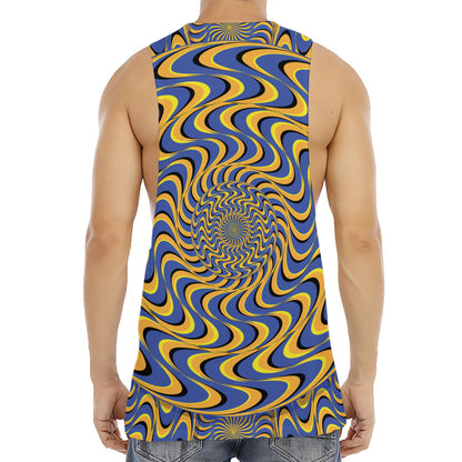 Blue And Yellow Motion Illusion Print Men's Muscle Tank Top