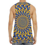 Blue And Yellow Motion Illusion Print Men's Muscle Tank Top