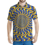 Blue And Yellow Motion Illusion Print Men's Polo Shirt