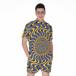 Blue And Yellow Motion Illusion Print Men's Rompers