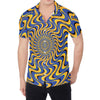 Blue And Yellow Motion Illusion Print Men's Shirt