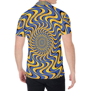 Blue And Yellow Motion Illusion Print Men's Shirt