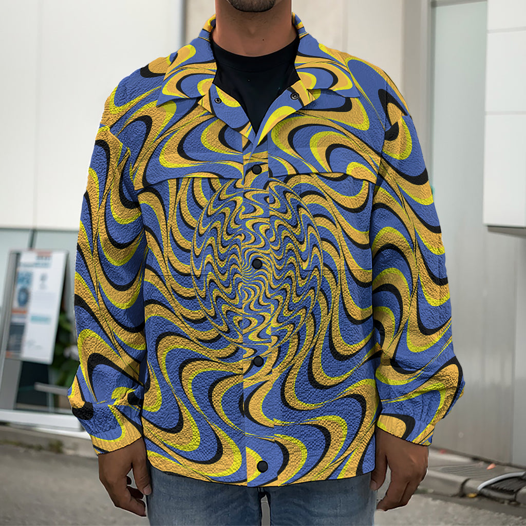 Blue And Yellow Motion Illusion Print Men's Shirt Jacket