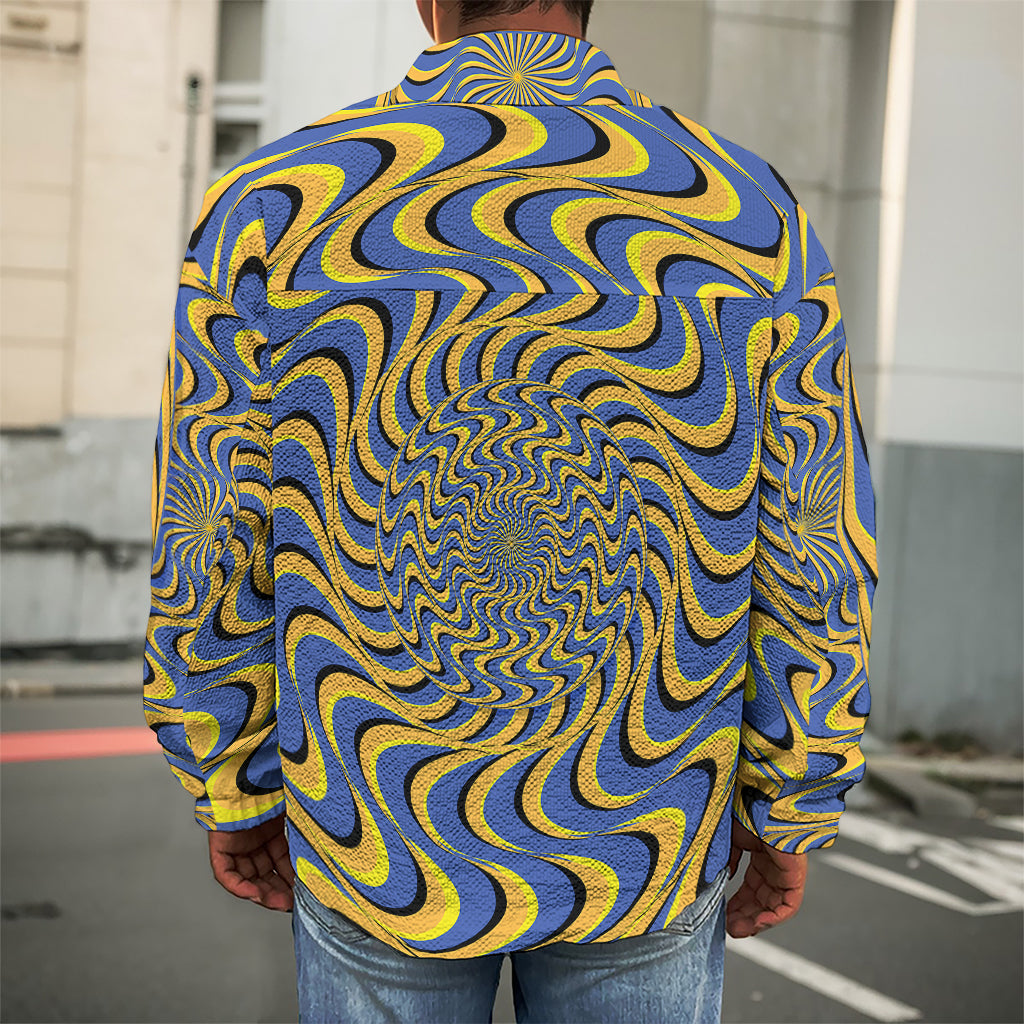 Blue And Yellow Motion Illusion Print Men's Shirt Jacket