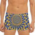 Blue And Yellow Motion Illusion Print Men's Short Boxer Briefs