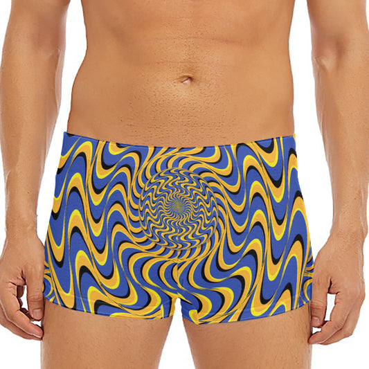 Blue And Yellow Motion Illusion Print Men's Short Boxer Briefs
