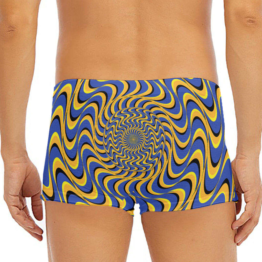 Blue And Yellow Motion Illusion Print Men's Short Boxer Briefs