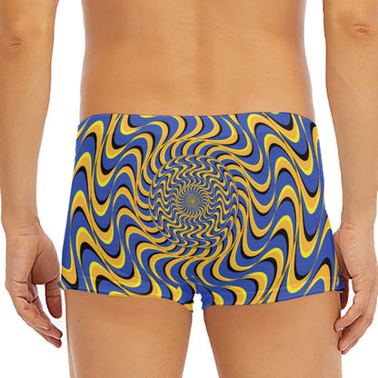 Blue And Yellow Motion Illusion Print Men's Short Boxer Briefs