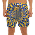 Blue And Yellow Motion Illusion Print Men's Split Running Shorts