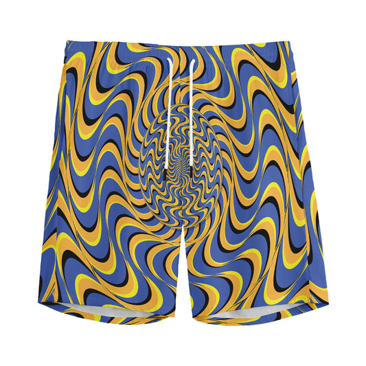 Blue And Yellow Motion Illusion Print Men's Sports Shorts