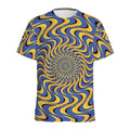 Blue And Yellow Motion Illusion Print Men's Athletic T-Shirt