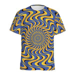 Blue And Yellow Motion Illusion Print Men's Sports T-Shirt