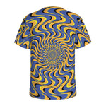 Blue And Yellow Motion Illusion Print Men's Sports T-Shirt