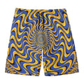 Blue And Yellow Motion Illusion Print Men's Swim Trunks