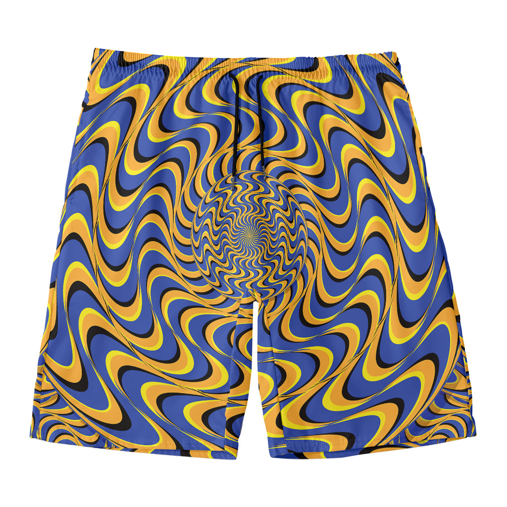 Blue And Yellow Motion Illusion Print Men's Swim Trunks