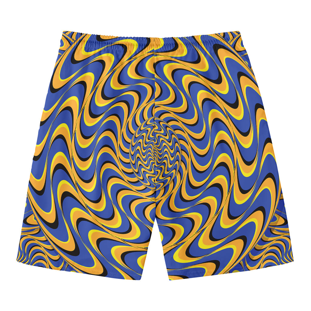 Blue And Yellow Motion Illusion Print Men's Swim Trunks