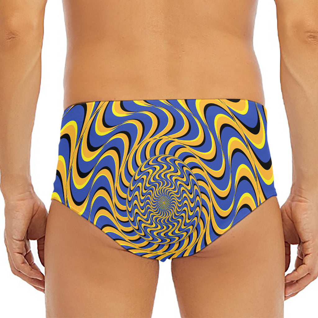 Blue And Yellow Motion Illusion Print Men's Triangle Swim Briefs