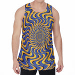Blue And Yellow Motion Illusion Print Men's Velvet Tank Top