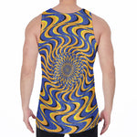Blue And Yellow Motion Illusion Print Men's Velvet Tank Top