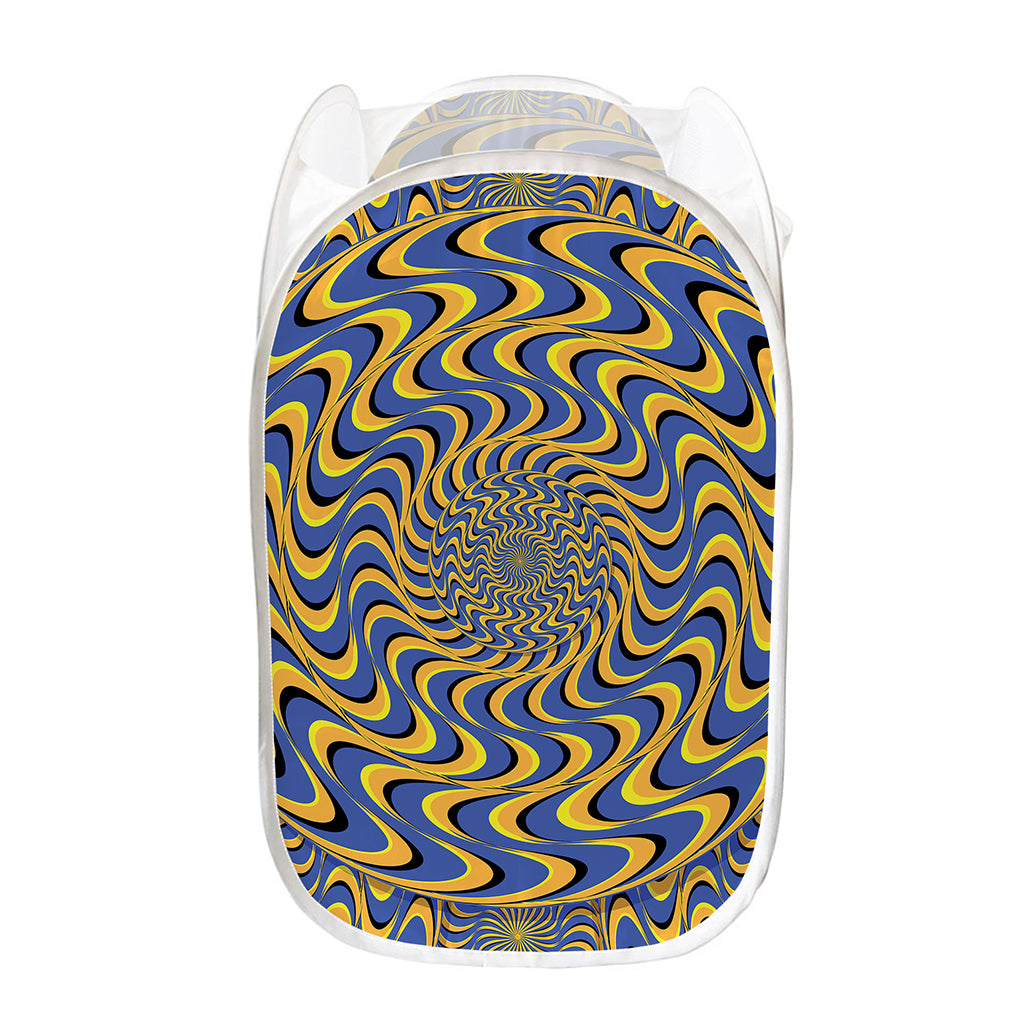 Blue And Yellow Motion Illusion Print Mesh Laundry Hamper