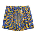 Blue And Yellow Motion Illusion Print Mesh Shorts