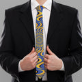 Blue And Yellow Motion Illusion Print Necktie