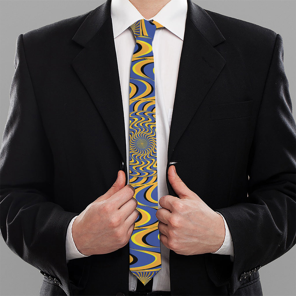 Blue And Yellow Motion Illusion Print Necktie