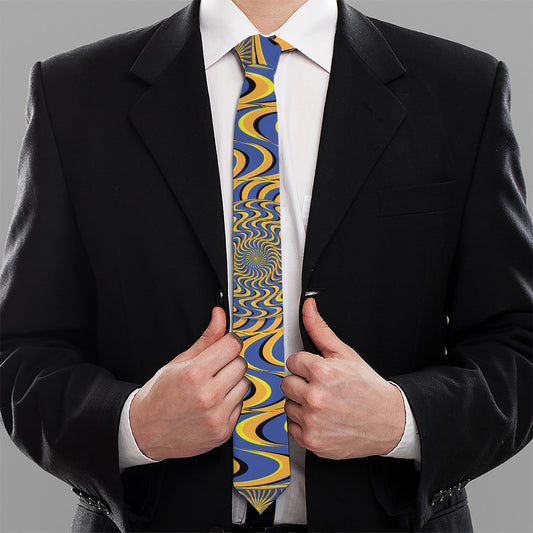 Blue And Yellow Motion Illusion Print Necktie