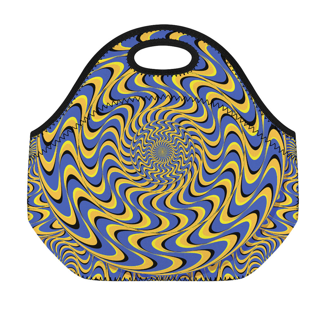 Blue And Yellow Motion Illusion Print Neoprene Lunch Bag