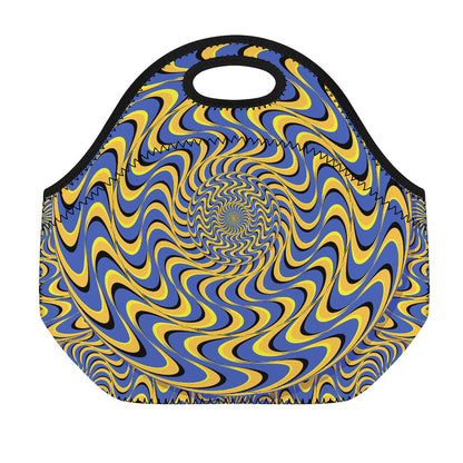 Blue And Yellow Motion Illusion Print Neoprene Lunch Bag