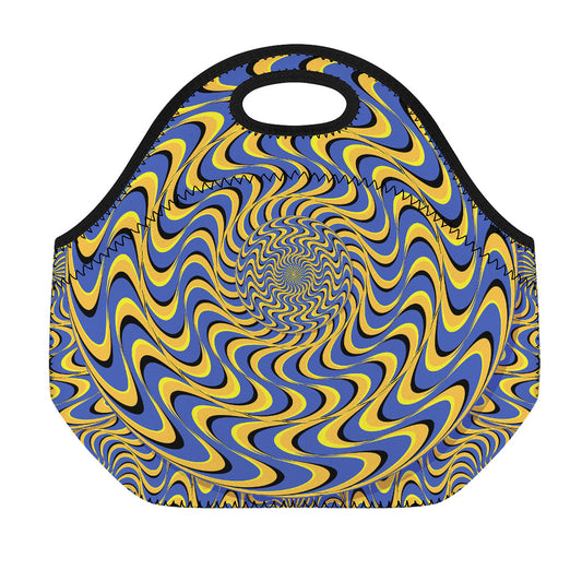 Blue And Yellow Motion Illusion Print Neoprene Lunch Bag