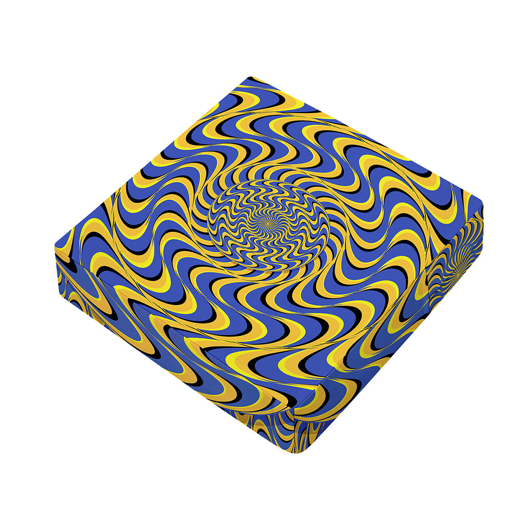 Blue And Yellow Motion Illusion Print Outdoor Seat Cushion Cover