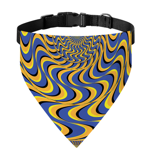 Blue And Yellow Motion Illusion Print Over The Collar Dog Bandana