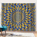 Blue And Yellow Motion Illusion Print Pencil Pleat Curtains
