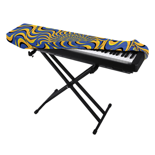 Blue And Yellow Motion Illusion Print Piano Keyboard Cover