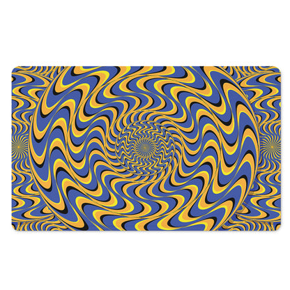 Blue And Yellow Motion Illusion Print Polyester Doormat