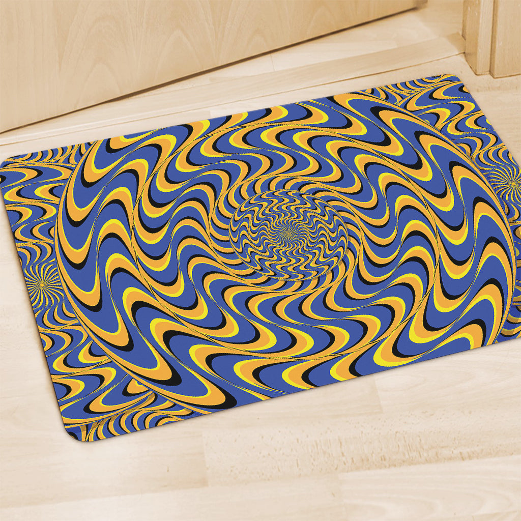Blue And Yellow Motion Illusion Print Polyester Doormat