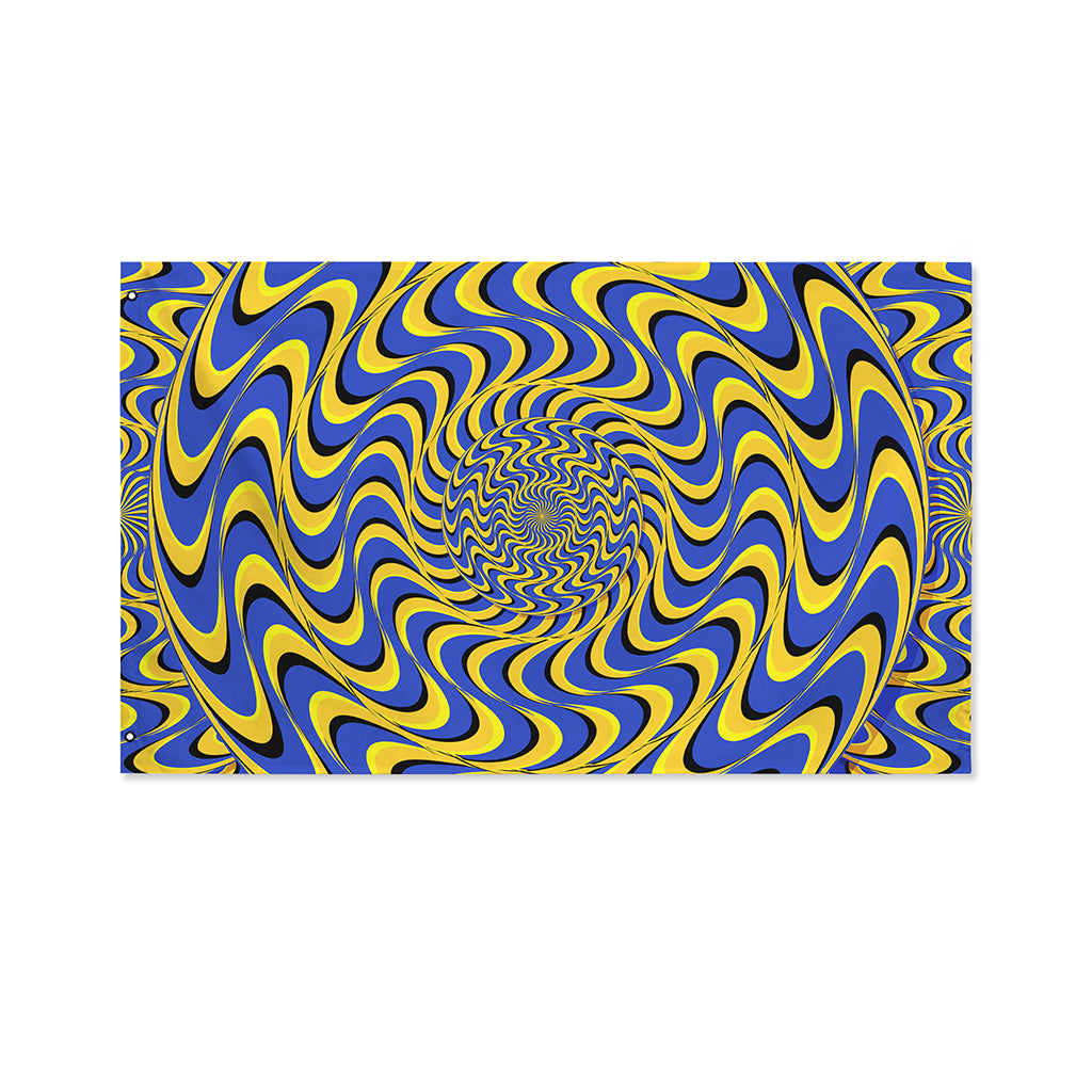 Blue And Yellow Motion Illusion Print Polyester Flag